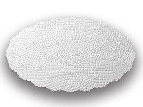 Plattenpapiere Kroko 40 gm2, 14 x 21 cm oval, weiss, mit gewelltem Rand