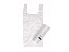 Sacchetti a nodo 220 + 110 x 490 mm trasparenti in HDPE 9 my, su rotolo da 200 pezzi.