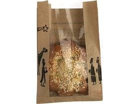 Sichtstreifenbeutel mit mittigem Fenster Kraft braun Natur, 25 x 12 x 39cm,