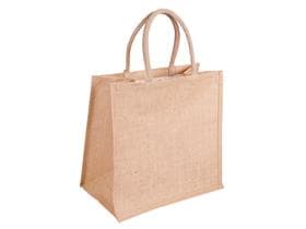 Tragetasche aus Jute naturbraun, 32 + 20 x 25 cm, mehrfach verwendbar,