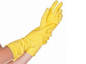 Haushalts-Handschuhe Grösse M, gelb innen baumwollbeflockt, Länge 30 cm