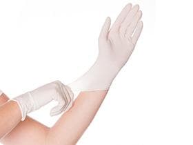 Handschuhe Latex Grösse L, gepudert weiss, AQL 1.5, Länge 25 cm