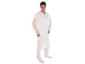 Besucherkittel PE 20 my, 120 cm lang weiss, wasserdicht,
