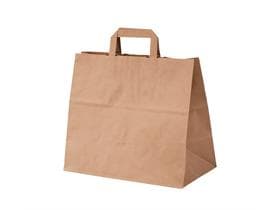 Papiertragetaschen Konditorei, braun 100 gm², 260 + 180 x 260 mm, mit
