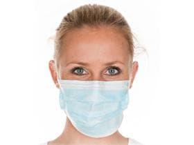 Mundschutz, 3-lagig, Typ II, blau, mit " Kopfgummi", Polypropylen-Vlies,