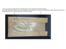 Sichtstreifenbeutel aus braunem Kraft- papier enggerippt, 16 x 6 x 32 cm,