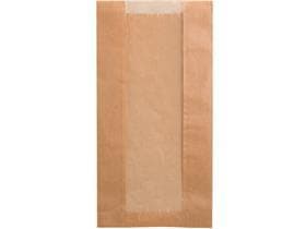 Sichtstreifenbeutel aus braunem Kraft- papier enggerippt, 18 x 12 x 45 cm,