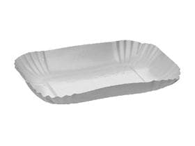 Kartonschalen eckig 13 x 18 x 3 cm weiss, Kunststoff beschichtet