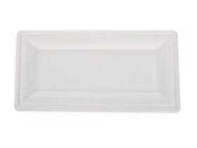 Teller aus Bagasse rechteckig, 26 x 13 cm, weiss
