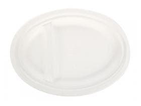 Teller Bagasse oval, 26 x 19 cm, 2-teilig, weiss