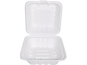 Hamburgerbox aus Bagasse quadratisch, 15 x 15 x 8.5 cm, weiss