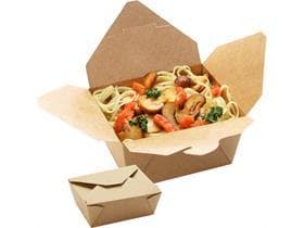 Menubox rechteckig aus braunem Kraft- karton, innen PE-beschichtet, 2000 ml,