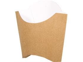 Pommesschütten aus braunem Kraft- karton, Grösse S (90 x 55 x 68/125 mm),