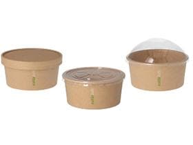 Menüschale rund, aus braunem Kraftkarton innen PE-beschichtet, 600 ml, Masse: