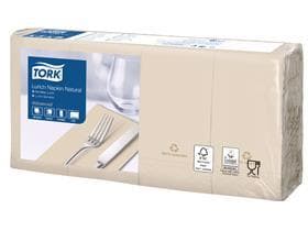 Tork Lunchserviette Natur, 2-lagig, 33 x 33 cm, 1/8-Falz
