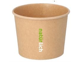 Eisbecher rund aus braunem Kraft- papier, 290 ml, ø 100 mm Höhe 77 mm,