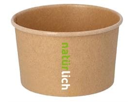 Eisbecher rund aus braunem Kraft- papier, 520 ml, ø 128 mm Höhe 76 mm,