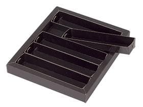 Guetzliverpackung schwarz, mit 5 beschichteten Einlagen in schwarz