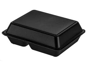 Menübox Large 2-geteilt, schwarz 252 x 203 x 84 mm, 1200 ml, aus