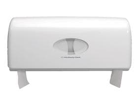 WC-Papier Spender Aquarius, Doppelrollen weiss, H18 x B29.8 x T12.8cm, mit Sicht-