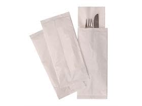 Besteckbeutel aus Papier, weiss, unbedruckt, inkl. Serviette 2-lagig