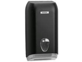 Einzelblatt WC-Papier Spender Katrin, Kunststoff schwarz, 158 x 307 x 133 mm