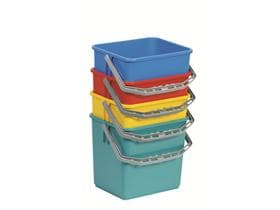 Eimer 6 Liter eckig, blau, aus Kunst- stoff, mit Henkel