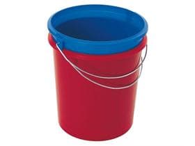 Eimer 10 Liter rund, rot, aus Kunst- stoff, mit Metallbügel