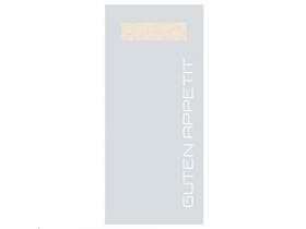 Bestecktasche Papier + Tissue, 202x85mm, Guten Appetit perlgrau
