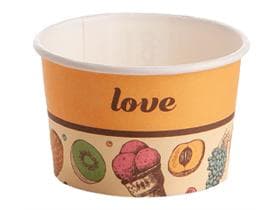 Eisbecher 80 cc (ø 64 mm, Höhe 40 mm), aus Pappe, Standarddruck orange (love)