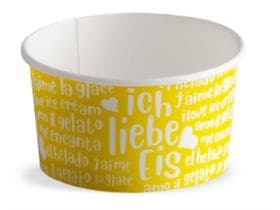 Eisbecher 90 cc (ø 73 mm, Höhe 40 mm), aus Pappe, mit Standarddruck gelb