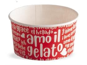 Eisbecher 170 cc (ø 85 mm, Höhe 45 mm), aus Pappe, mit Standarddruck rot