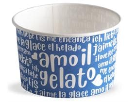 Eisbecher 370 cc (ø 103 mm, Höhe 64 mm), aus Pappe, mit Standarddruck blau