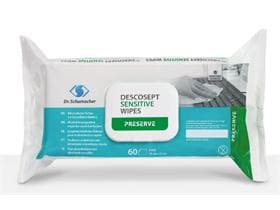 Descosept Sensitive Wipes, 20 x 22 cm, alkoholische Desinfektionstücher, 60 Stk