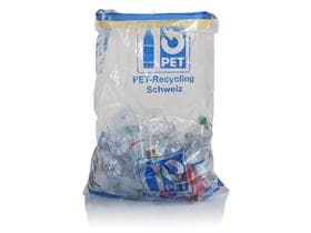 PET Sammelsack 110 Lt, aus LDPE 36 my, transparent, 730 x 1040 + 60 mm, gerollt