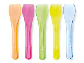 Glacelöffel aus Kunststoff (PS) farbig assortiert, Länge 95 mm, lose
