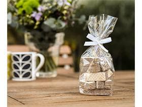 Cellophan-Kreuzbodenbeutel Qualität 325P transparent, 115 x 190 mm, Druck: