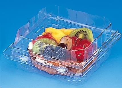 Schale PET transparent, mit anhängendem Deckel, 100 x 100 x 35 mm (Innenmasse),