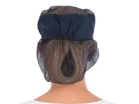 Schildmütze mit Haarschutz + Netzteil in blau, waschbar, Einheitsgrösse
