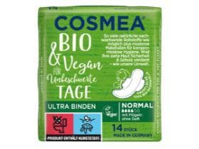 Assorbente Cosmea Ultra Bio Normal, con ali, bianco, appena percettibile,