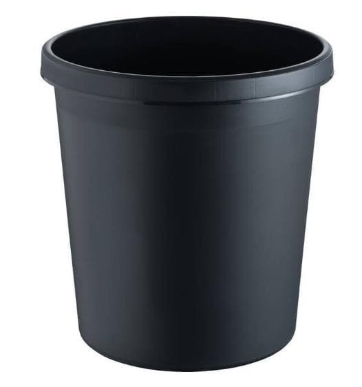 Papierkorb Helit, schwarz, Kunststoff, 30 Liter, Höhe 41 cm, Ø 35 cm