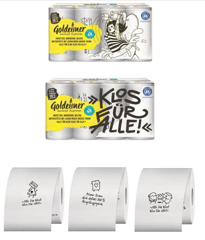 WC-Papier Goldeimer, 3-lagig, 150 Blatt 9.5 x 12.5 cm, 100% Recycling, weiss