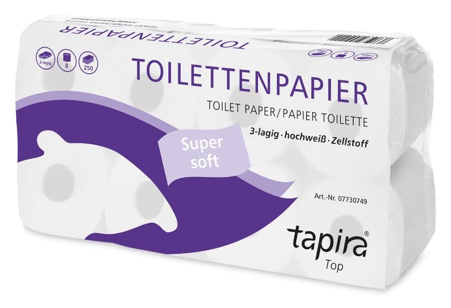 WC-Papier TAPIRA Top, Zellstoff 3-lagig, hochweiss, 250 Blatt, FSC
