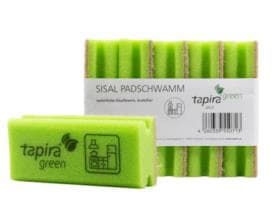 Spugna per zampe di tapir, 15 x 7 x 4 cm, verde con fibre naturali di sisal, non graffia.