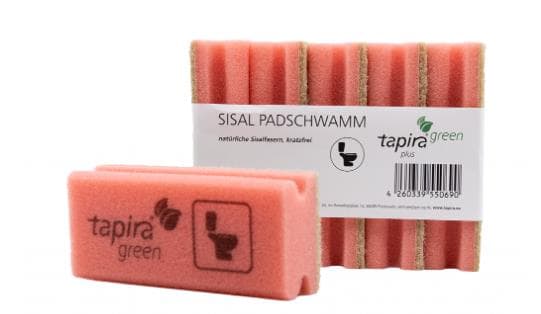 Éponge à récurer Tapira, 15 x 7 x 4 cm, rouge avec des fibres naturelles en sisal, sans rayures