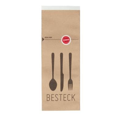 Sac à couverts en papier kraft brun, à côtes serrées, 70 g/m², 10 x 26 cm, sans