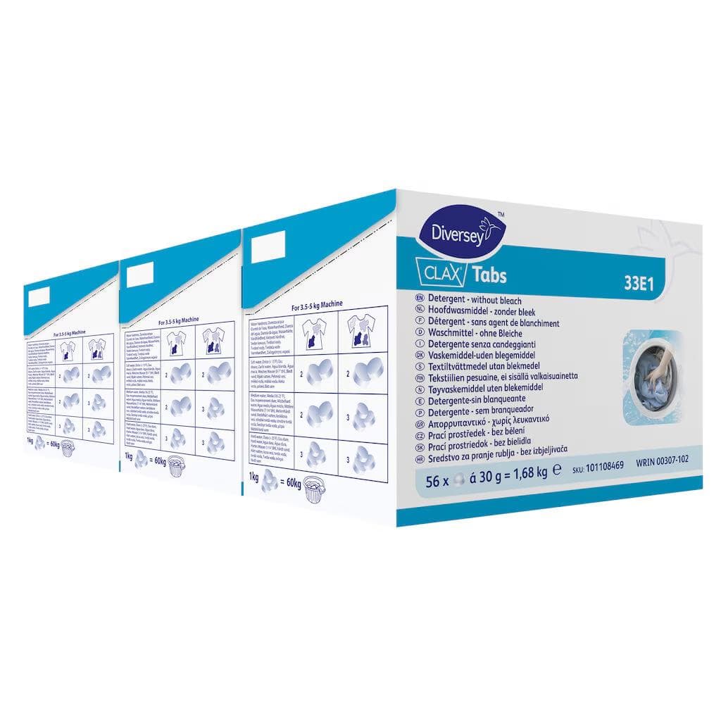 Clax Tabs 33E1, tablettes de lessive, blanc, pastille de lavage textile sans agent de blanchiment.