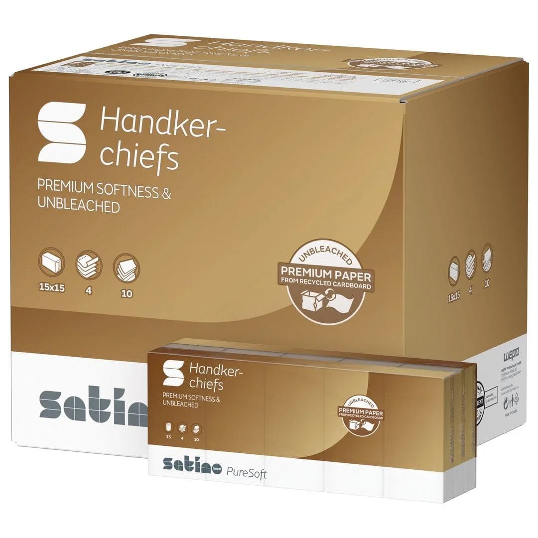 Satino Puresoft Taschentücher, 4-lagig 100% Recycelt, 21 x 21 cm,