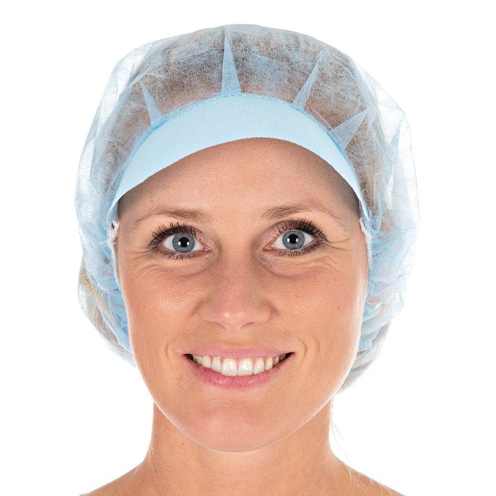 Hauben mit Schirm, blau, ø 48 cm aus Polypropylen-Vlies, leichte Qualität