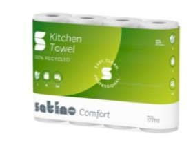 Haushaltrolle Satino Comfort, hochweiss 3-lagig, 64Blatt, 26x22cm, Recycling